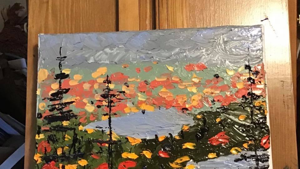 Little abstract on the easel today- oil on palette knife so no brushes to…