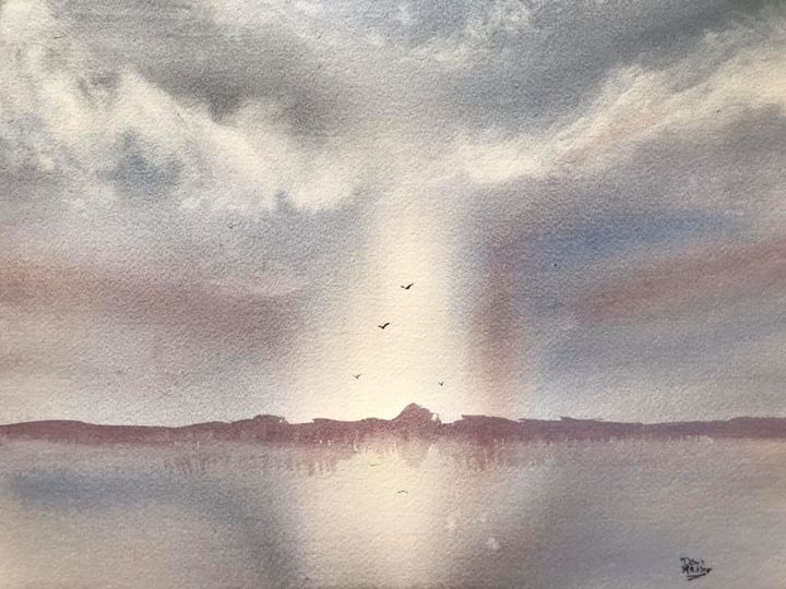 Peace, 16×12” watercolour on paper, thinking of the Bay Chaleur in summer 💕