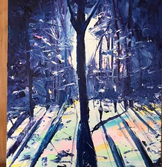 Indigo Night, 12×16” acrylic on canvas.  This one was lots of fun to do.  Might