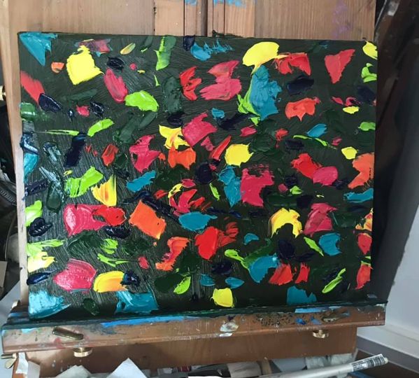 Had some fun with oils and palette knife- Spring Fling, 20×16” oil on canvas