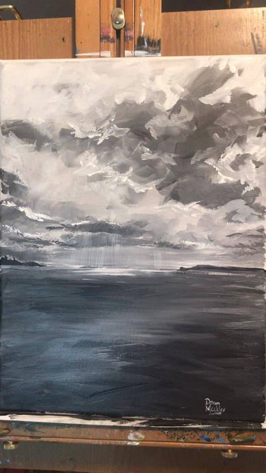 Finished this black and white commission piece- 12×16” acrylic on canvas  💕