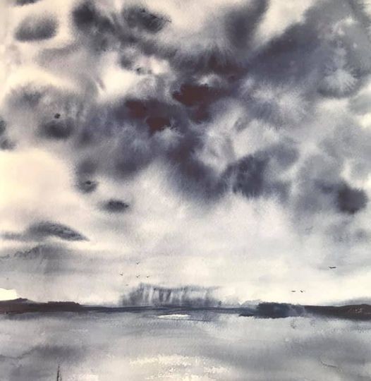 A big watercolour on a very hot day 🥵