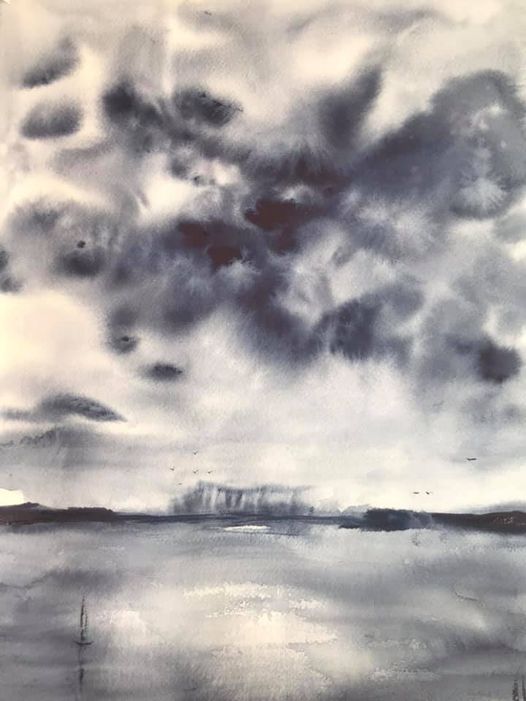 A big watercolour on a very hot day 🥵