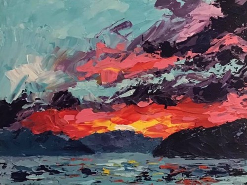 Mad Sunset, 24×16” acrylic on canvas