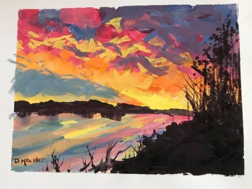 Little 5×7” gouache sunrise 🌸