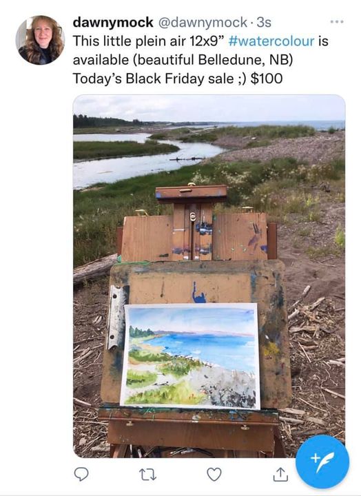 My “Black Friday” sale – watercolour plein air painted in a very hot day in Belledune, NB 🙂