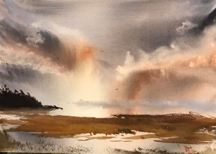 16×12” watercolour of photo taken in Alma, NB last summer