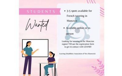 LDANB French tutoring in the Moncton area available!