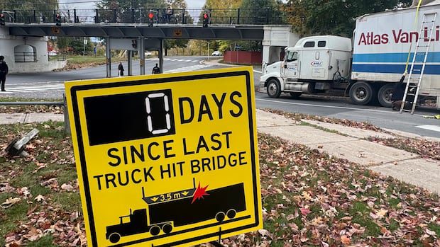 guessing-when-next-transport-truck-hits-fredericton-walking-bridge-might-win-you-a-prize-|-cbc-news