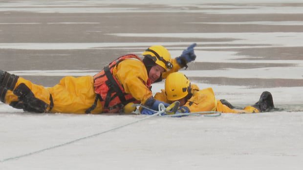 fredericton-firefighters-are-working-on-ice-rescue-skills-at-killarney-lake-|-cbc-news