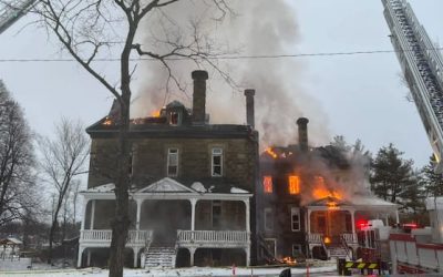 Easter Sunday fire rips through Miramichi’s Bishop’s Palace | CBC News