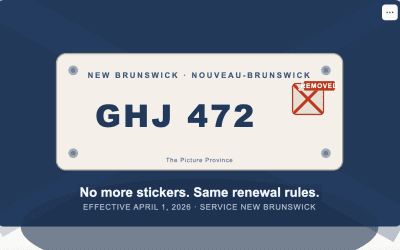 No More Registration Stickers on Your Licence Plate in NB — Here’s What Changed April 1