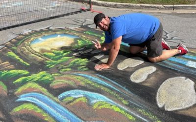 N.B. chalk artists bring live and interactive art to Shediac street | CBC News